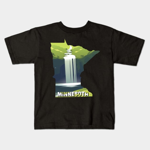 Minnesota state design / Minnesota lover / Minnesota gift idea / Minnesota butter gift /Minnesota lakes home state Kids T-Shirt by Anodyle